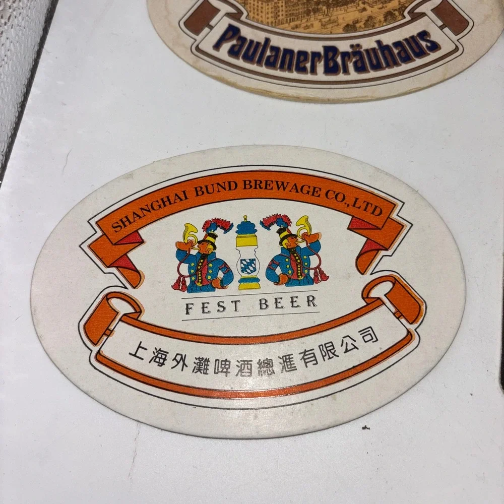 Vintage‎ Beer Coaster Lot 7pc Heineken Paulaner HB Singha Tiger Bacardi Barware